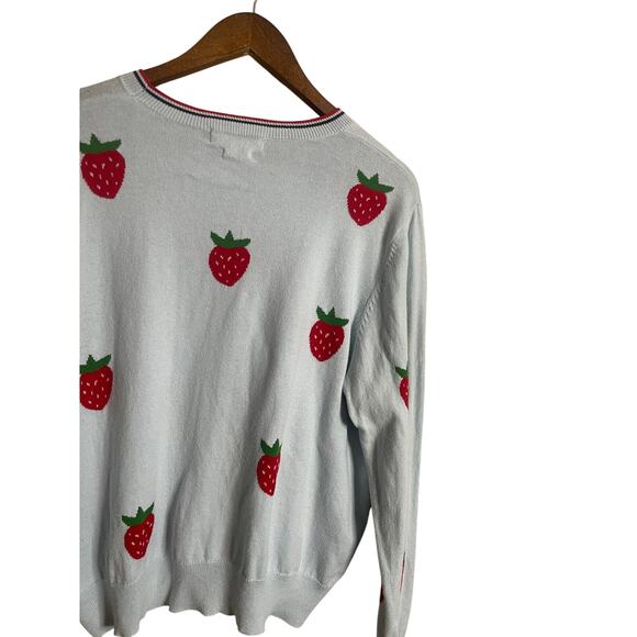 Clare V. Classic Strawberry Sweater Cotton Cashmere Womans Large - Picture 4 of 11